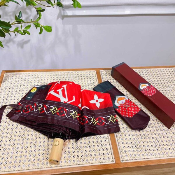 LV Monogram Letter Folding Umbrella Black