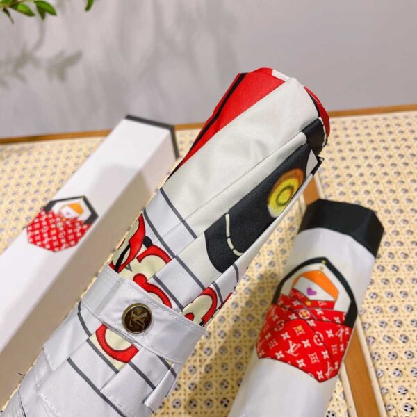 LV Monogram Letter Folding Umbrella White