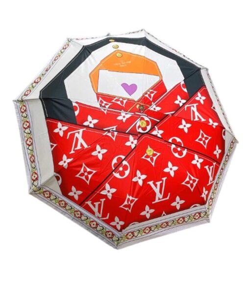 LV Monogram Letter Folding Umbrella White