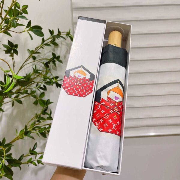 LV Monogram Letter Folding Umbrella White