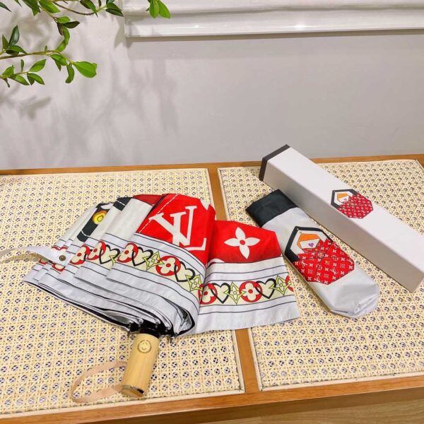 LV Monogram Letter Folding Umbrella White