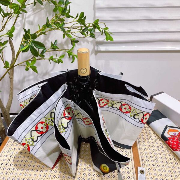 LV Monogram Letter Folding Umbrella White
