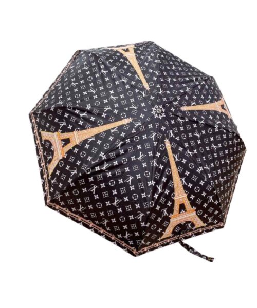 LV Monogram With Tower Folding Umbrella Black