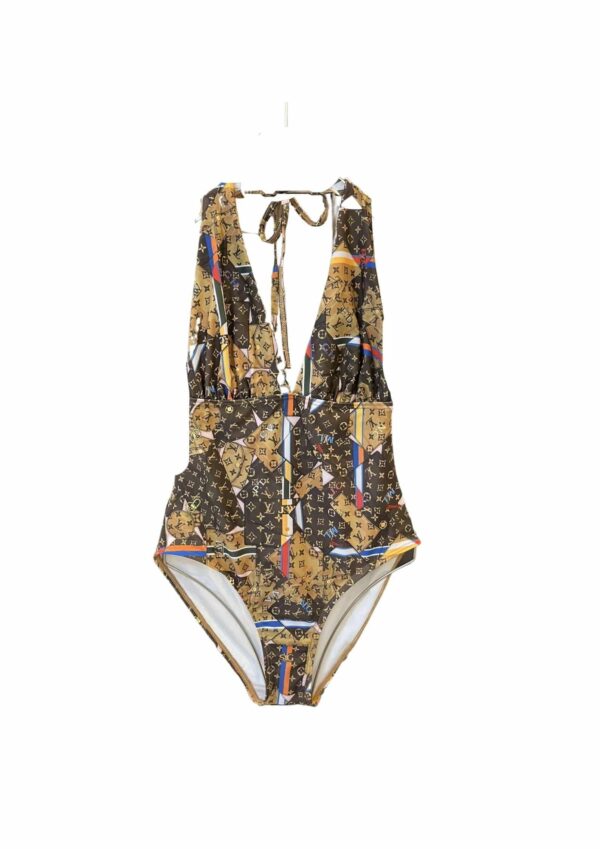 LV One-Piece Swimsuit Brown For Women