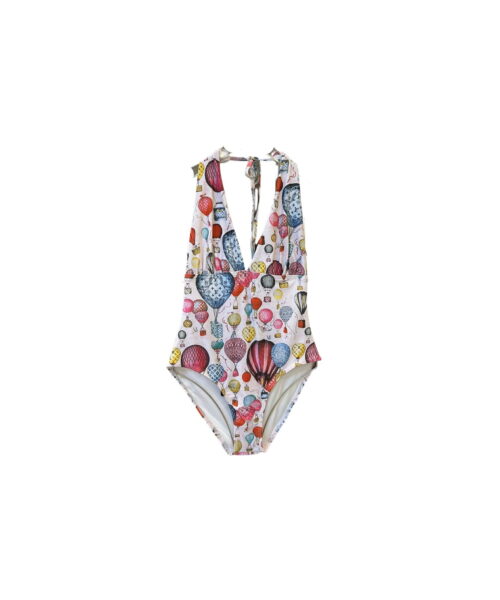 LV One-Piece Swimsuit Print Hot-Air Balloon White For Women