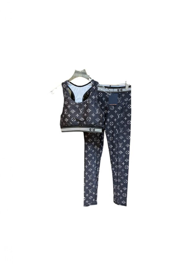 LV Vuitton Signature Sport Bra And Pants Black For Women