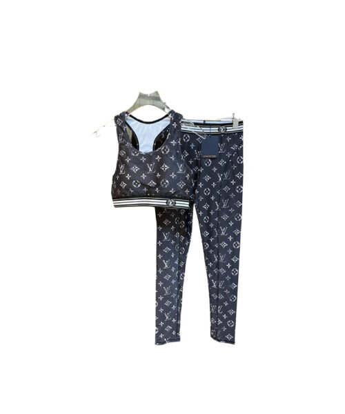 LV Vuitton Signature Sport Bra And Pants Black For Women