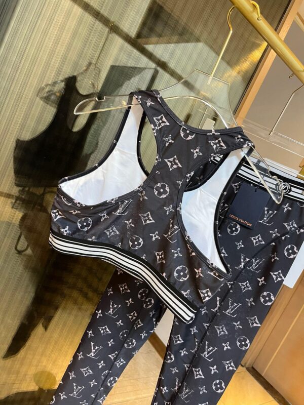 LV Vuitton Signature Sport Bra And Pants Black For Women