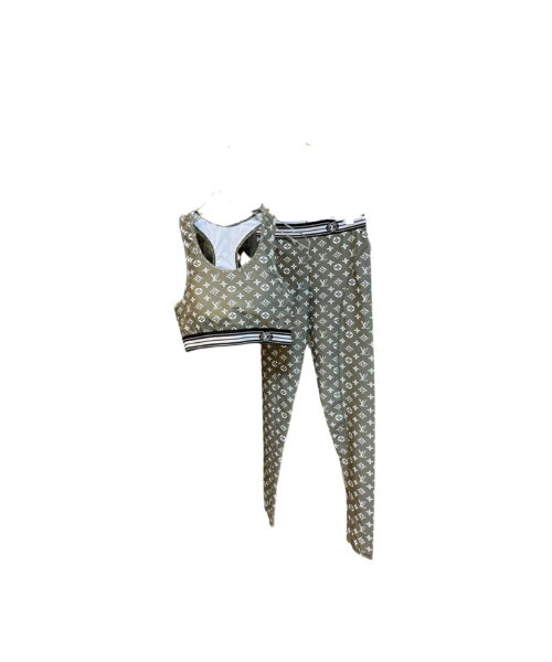 LV Vuitton Signature Sport Bra And Pants Grey For Women
