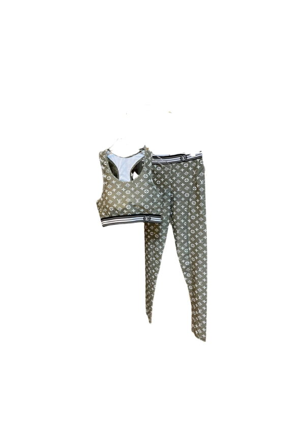 LV Vuitton Signature Sport Bra And Pants Grey For Women