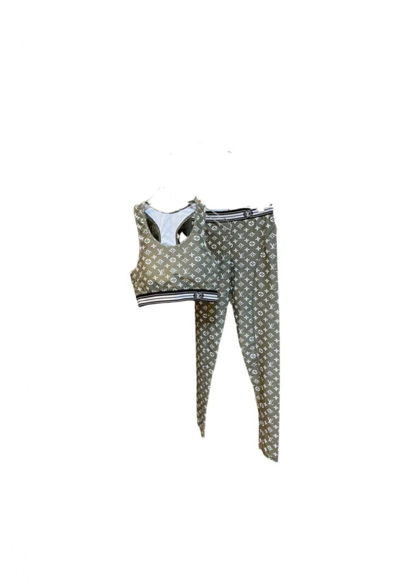 LV Vuitton Signature Sport Bra And Pants Grey For Women