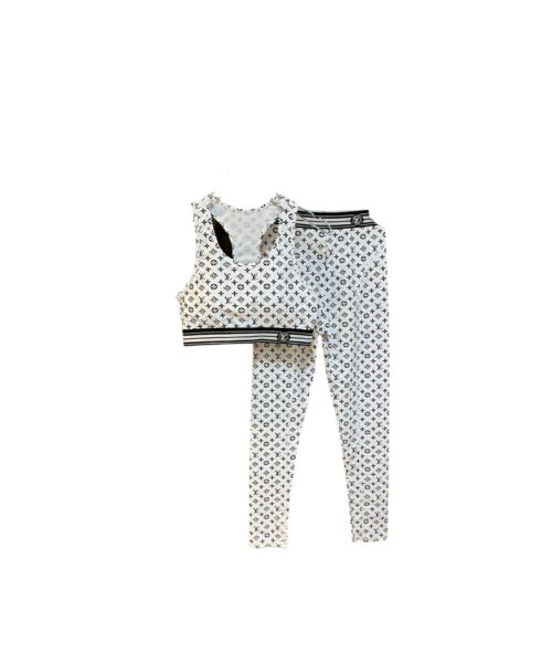 LV Vuitton Signature Sport Bra And Pants White For Women
