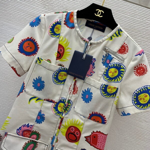 LV x YK Faces Zip-Up Dress Multicolor For Women 1AB7ON