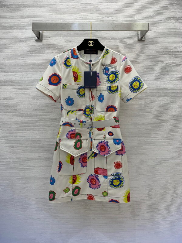 LV x YK Faces Zip-Up Dress Multicolor For Women 1AB7ON