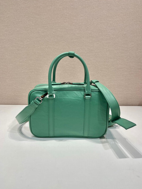 Medium Antique Nappa Top Handle Bag In Green/Pink For Women 9.5 in/ 24cm 1BB092_UVL_F0092_V_T2O