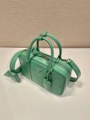 Medium Antique Nappa Top Handle Bag In Green/Pink For Women 9.5 in/ 24cm 1BB092_UVL_F0092_V_T2O