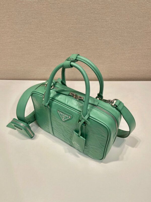 Medium Antique Nappa Top Handle Bag In Green/Pink For Women 9.5 in/ 24cm 1BB092_UVL_F0092_V_T2O
