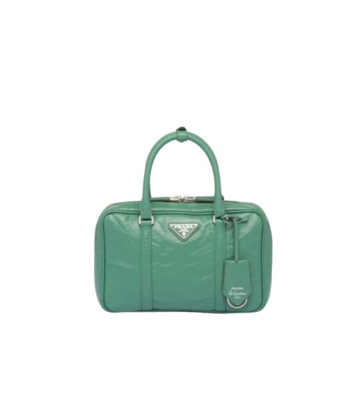 Medium Antique Nappa Top Handle Bag In Green/Pink For Women 9.5 in/ 24cm 1BB092_UVL_F0092_V_T2O