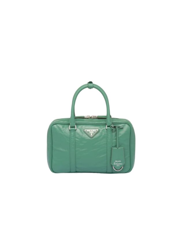 Medium Antique Nappa Top Handle Bag In Green/Pink For Women 9.5 in/ 24cm 1BB092_UVL_F0092_V_T2O