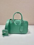 Medium Antique Nappa Top Handle Bag In Green/Pink For Women 9.5 in/ 24cm 1BB092_UVL_F0092_V_T2O