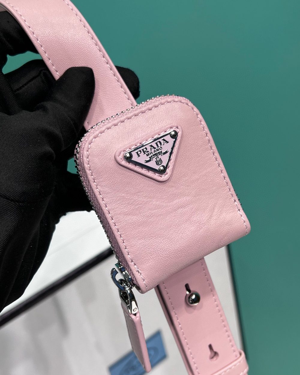 Medium Antique Nappa Top Handle Bag In Green/Pink For Women 9.5 in/ 24cm 1BB092_UVL_F0092_V_T2O