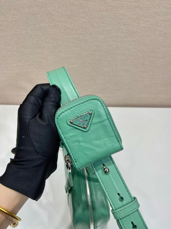 Medium Antique Nappa Top Handle Bag In Green/Pink For Women 9.5 in/ 24cm 1BB092_UVL_F0092_V_T2O