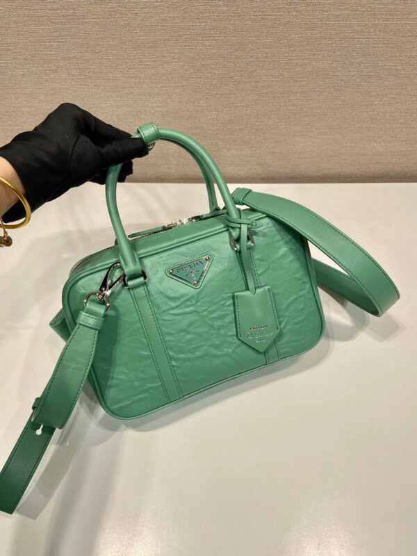 Medium Antique Nappa Top Handle Bag In Green/Pink For Women 9.5 in/ 24cm 1BB092_UVL_F0092_V_T2O