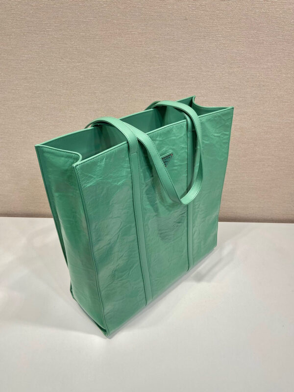 Medium Antiqued Nappa Tote Bag In Yellow/Green For Women 15.3 in/ 39cm