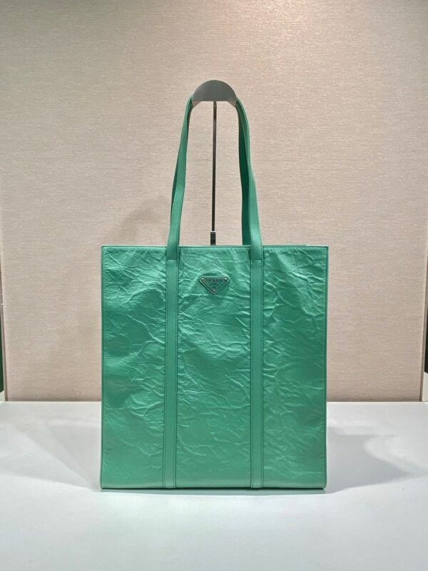 Medium Antiqued Nappa Tote Bag In Yellow/Green For Women 15.3 in/ 39cm