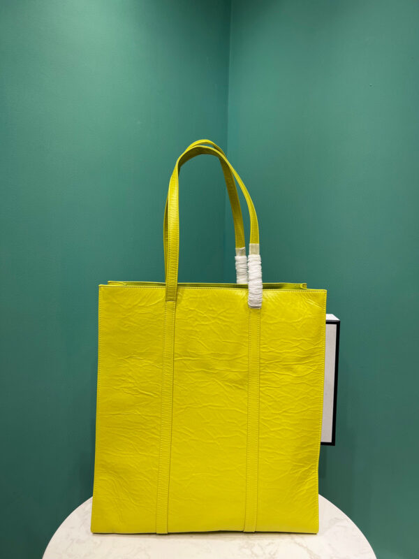 Medium Antiqued Nappa Tote Bag In Yellow/Green For Women 15.3 in/ 39cm