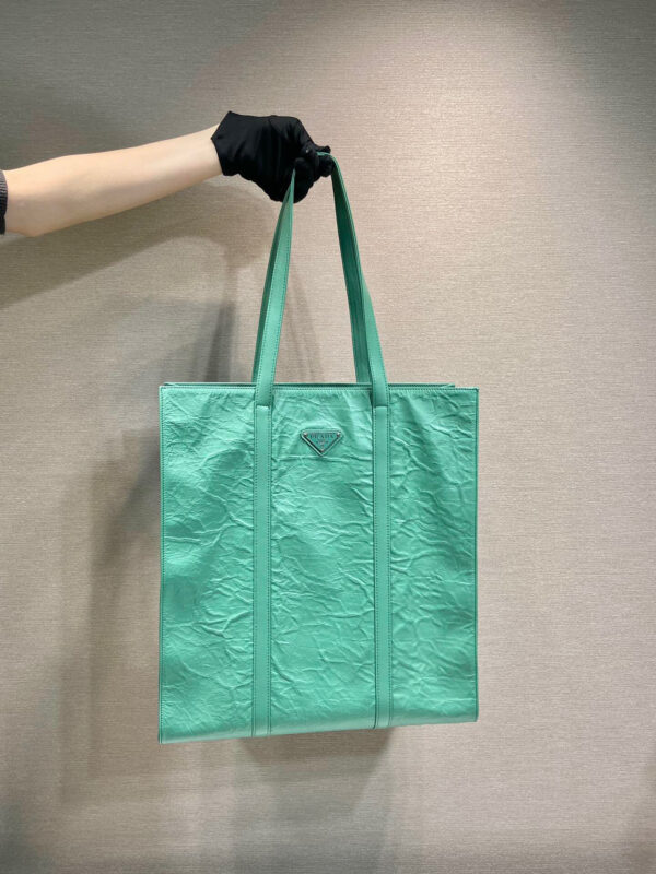 Medium Antiqued Nappa Tote Bag In Yellow/Green For Women 15.3 in/ 39cm