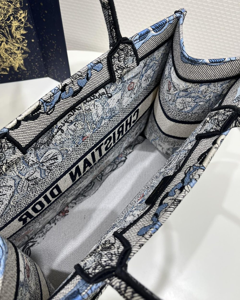 1:1 Replica Medium Dior Book Tote Denim Multicolor For Women 14in/36 cm M1296ZRZI_M49E