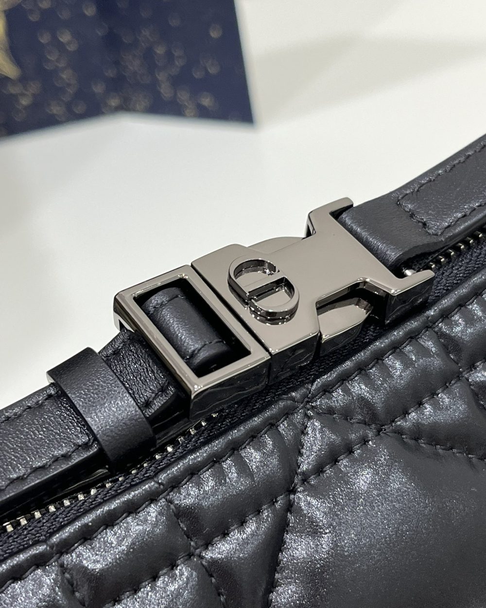 1:1 Replica Medium Diortravel Nomad Pouch Black/White For Women 8.5in/ 22cm S5554BMIG_M900