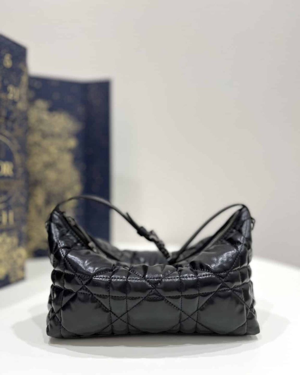 1:1 Replica Medium Diortravel Nomad Pouch Black/White For Women 8.5in/ 22cm S5554BMIG_M900