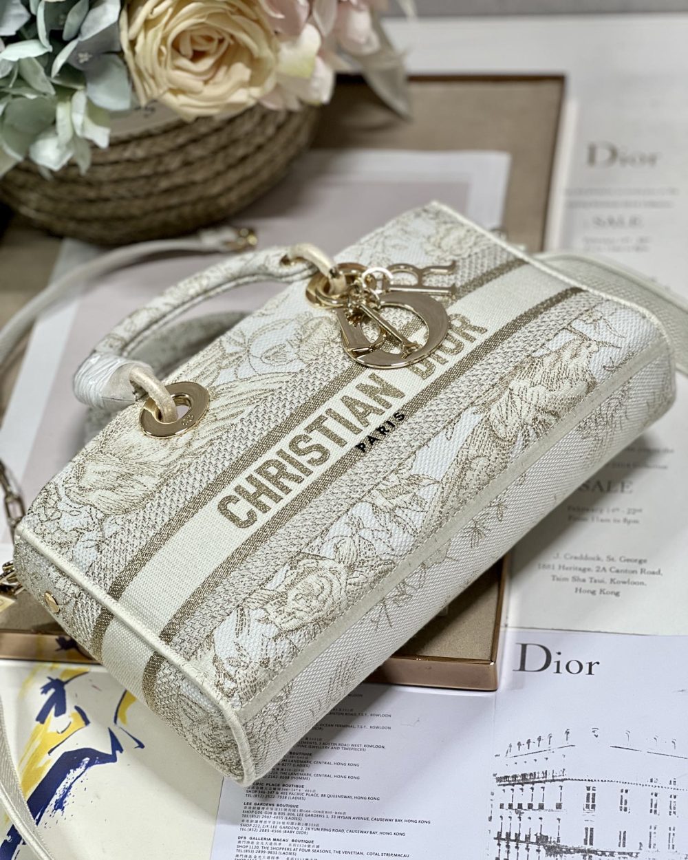 1:1 Replica Medium Lady D-Joy Bag Beige For Women 10in/26cm