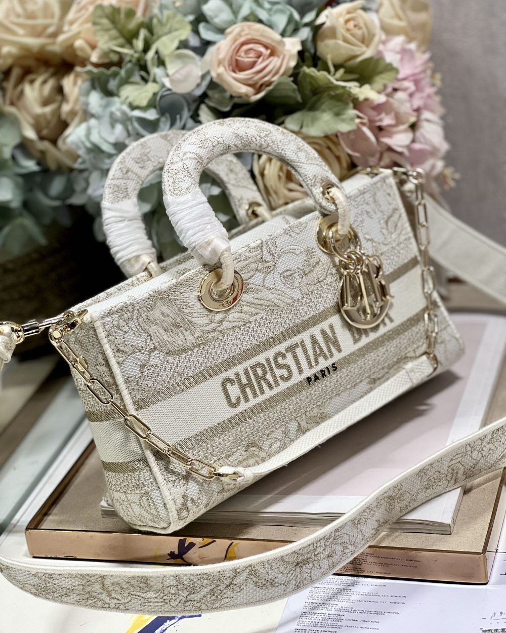 1:1 Replica Medium Lady D-Joy Bag Beige For Women 10in/26cm