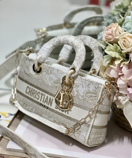 1:1 Replica Medium Lady D-Joy Bag Beige For Women 10in/26cm