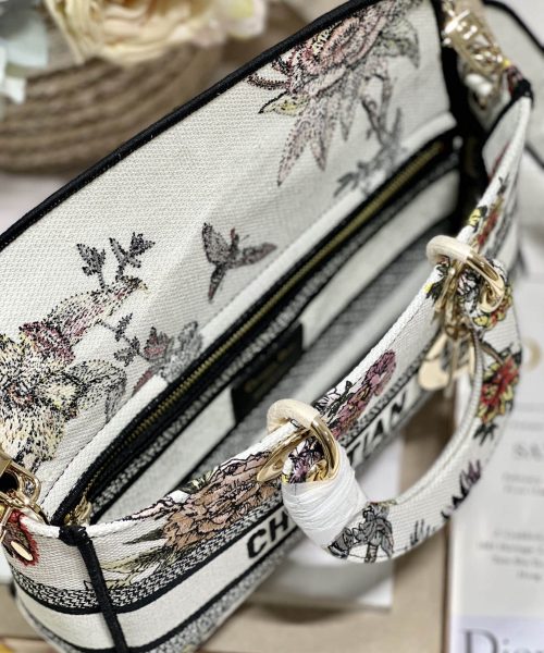 1:1 Replica Medium Lady D-Joy Bag White/Black For Women 10in/26cm