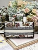 1:1 Replica Medium Lady D-Joy Bag White/Black For Women 10in/26cm