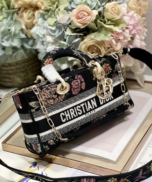 1:1 Replica Medium Lady D-Joy Bag White/Black For Women 10in/26cm
