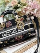 1:1 Replica Medium Lady D-Joy Bag White/Black For Women 10in/26cm