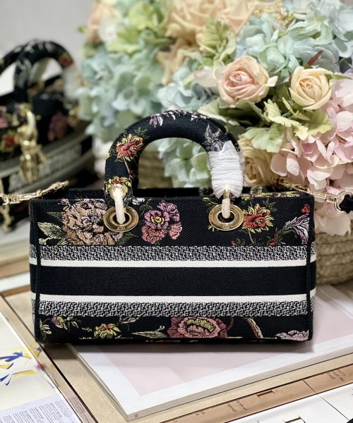 1:1 Replica Medium Lady D-Joy Bag White/Black For Women 10in/26cm