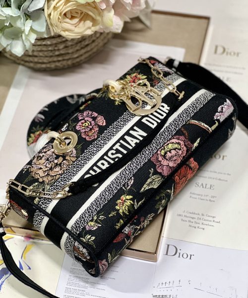 1:1 Replica Medium Lady D-Joy Bag White/Black For Women 10in/26cm