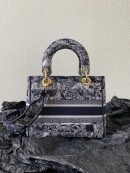 1:1 Replica Medium Lady D-Lite Bag Black For Women 9.5in/ 24cm