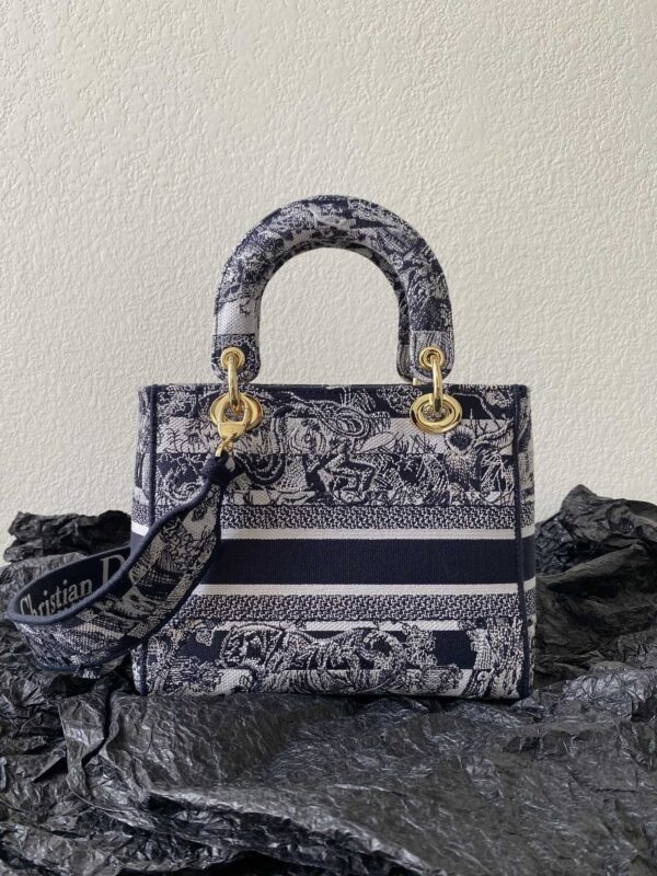 1:1 Replica Medium Lady D-Lite Bag Black For Women 9.5in/ 24cm