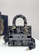 1:1 Replica Medium Lady D-Lite Bag Black For Women 9.5in/ 24cm M0565OOMP_M993
