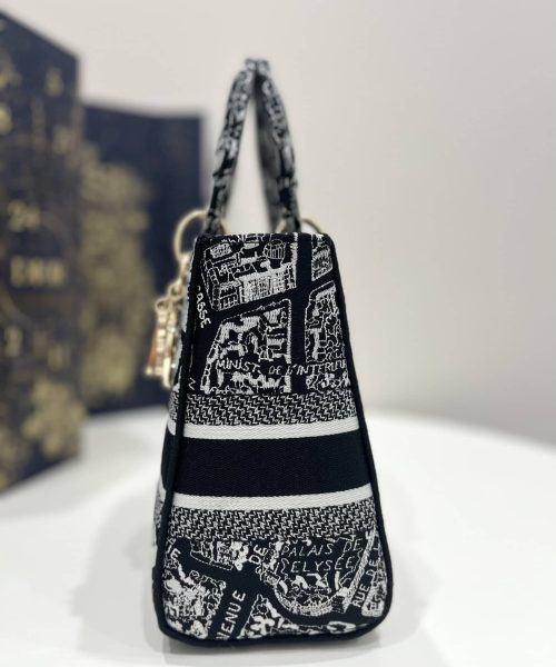 1:1 Replica Medium Lady D-Lite Bag Black For Women 9.5in/ 24cm M0565OOMP_M993
