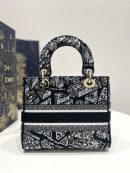 1:1 Replica Medium Lady D-Lite Bag Black For Women 9.5in/ 24cm M0565OOMP_M993
