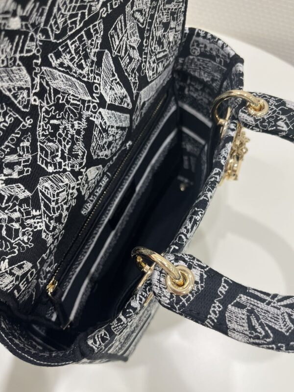 1:1 Replica Medium Lady D-Lite Bag Black For Women 9.5in/ 24cm M0565OOMP_M993
