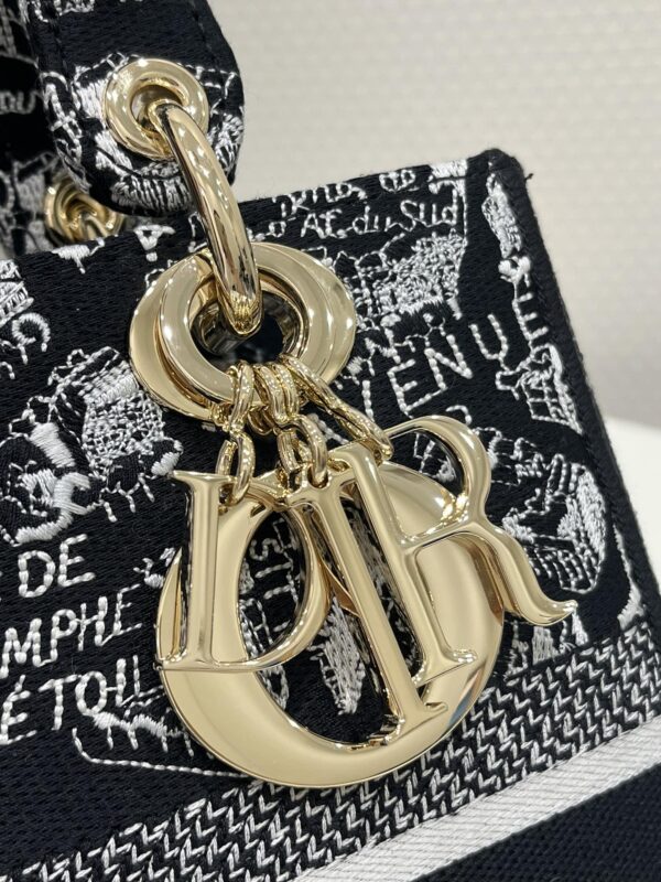 1:1 Replica Medium Lady D-Lite Bag Black For Women 9.5in/ 24cm M0565OOMP_M993